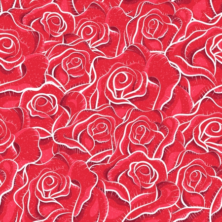 Vintage roses seamless pattern. Sketchy illustration. Abstract background. Flowers pattern. Retro pattern. Freehand drawing. Paper, cutout, applique, origami	のイラスト素材