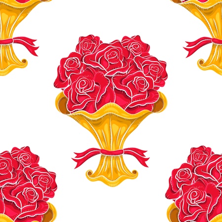 Vintage vector roses bouquet seamless pattern. Sketchy illustration. Abstract background. Flowers pattern. Retro pattern. Freehand drawing. Old style. Retro design. Vintage artのイラスト素材