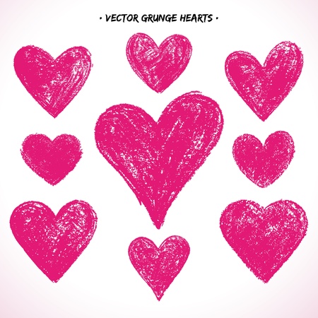 Set of grunge  hearts   のイラスト素材