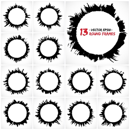 Set of round grunge  frames.  のイラスト素材