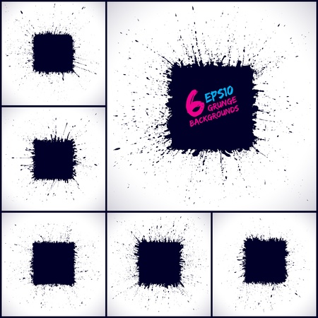 Set of grunge  backgrounds  Grunge splashes  Square shape   banners  Abstract shapes  V collection  Grunge art  Retro background  Vintage background  Design elements  Hand drawnのイラスト素材