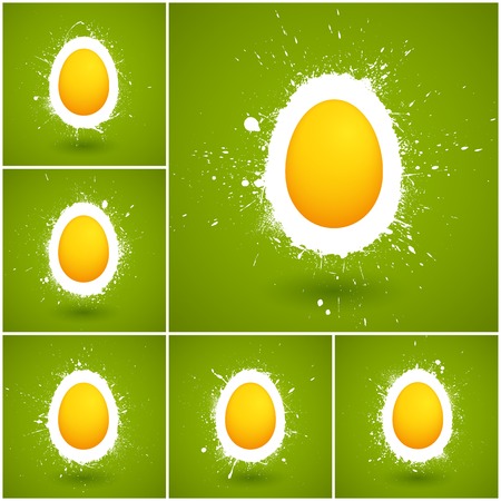 Set of 6 Happy Easter vector background. Happy Easter greeting card. Vector illustration. Abstract vector art. Egg background. Retro backgroundのイラスト素材