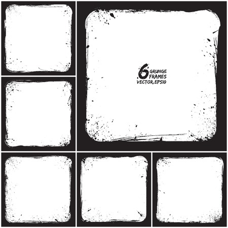 Set of grunge 6 vector frames のイラスト素材