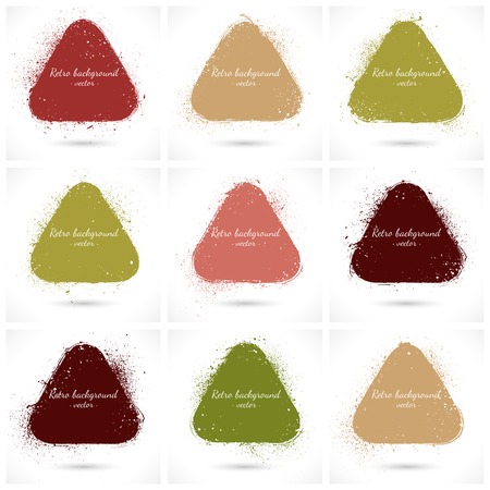 Set of 9 grunge abstract vector retro backgrounds. Vintage background. Business background. Watercolor background. Design elements. Vector collection. Abstract vector retro grunge shapesのイラスト素材