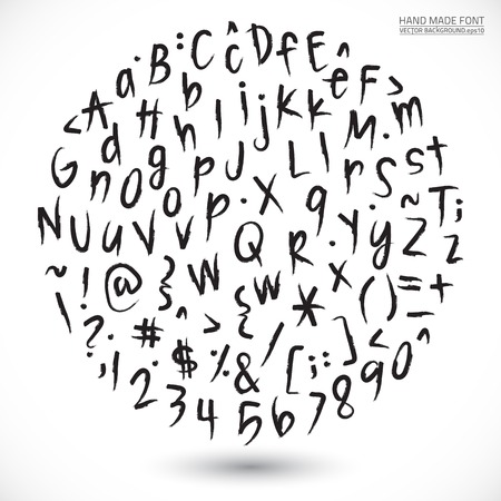 Grunge Hand Made Vector Font. Vector calligraphy background.のイラスト素材
