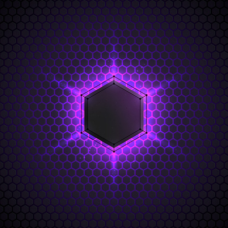 Abstract vector dark background with neon light. Vector background for web, applications, business. Vector abstract sci-fi illustration. Vector polygonsのイラスト素材