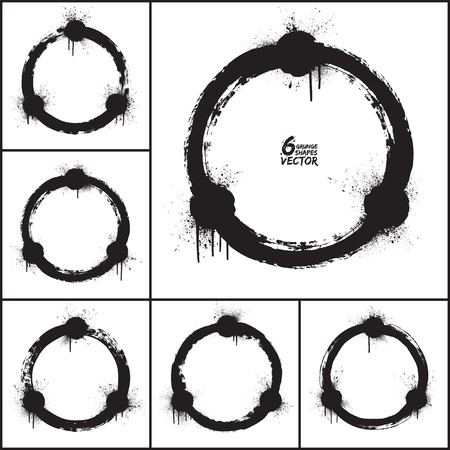 Grunge abstract circle shapes vector set. Vector grunge background. Abstract vector art. Hand drawn vector. Handmade vector backgrounds. Grunge vector abstract illustration. Vector design elementsのイラスト素材