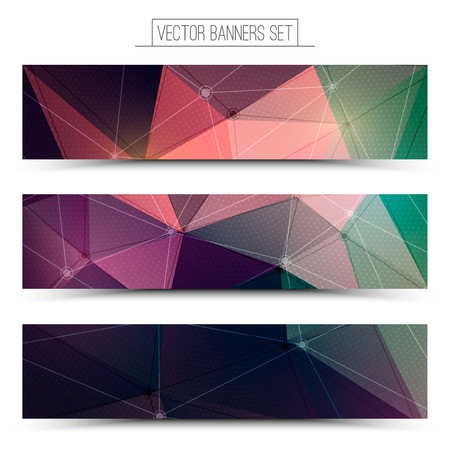 Abstract 3d vector digital technology web banners set. Internet technology vector background. Business abstract vector. Design vector elementsのイラスト素材