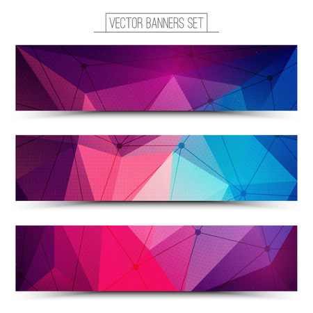 Abstract 3d vector digital technology web banners set. Internet technology vector background. Business abstract vector. Design vector elementsのイラスト素材