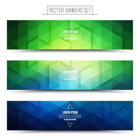 Abstract 3d digital internet technology web banners setのイラスト素材