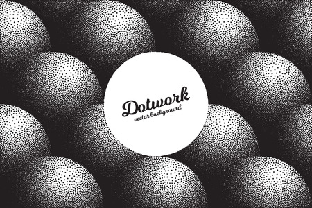 Vector hand made dotwork background in retro and vintage style. Abstract dotted stippling engraving texture. Artistic 3d illusion art illustration. Hand drawn ink workのイラスト素材