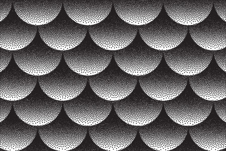 Vector hand made dotwork background in retro and vintage style. Abstract dotted stippling engraving texture. Artistic 3d illusion art illustration. Hand drawn ink workのイラスト素材