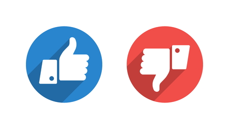 Like and Dislike Vector Flat Iconsのイラスト素材
