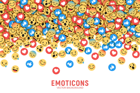 Vector Flat Design Modern Emoji Conceptual Abstract Art Illustration on White Background. Social Network Web Emoticons for Internet, App, Advertisement, Promotion, Marketing, SMM, CEO, Businessのイラスト素材