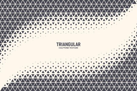 Triangle Particles Halftone Vector Abstract Geometric Technology Oscillation Wave Isolated on Light Background. Halftone Triangular Retro Simple Pattern. Minimal 80s Style Dynamic Tech Wallpaperのイラスト素材