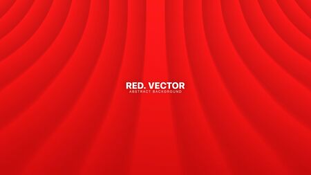 3D Vector Curved Smooth Lines Deep Red Abstract Background. Luxury Gala Ceremonial Elegant Decoration. Minimalist Style Bright Wallpaper. Depth Of Field Effect. Optical Illusion Imageのイラスト素材
