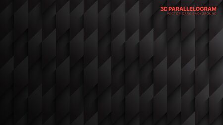 3D Vector Parallelogram Blocks Conceptual Tech Dark Gray Abstract Background. Science Technology Three Dimensional Rhombus Structure Sci-Fi Darkness Wallpaper. Clear Blank Subtle Textured Backdropのイラスト素材