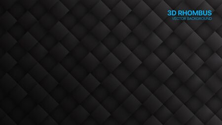 3D Vector Rhombus Blocks Conceptual Tech Dark Gray Abstract Background. Science Technology Three Dimensional Rectangular Structure Sci-Fi Wallpaper. Tech Black Friday Sale Blank Backdropのイラスト素材
