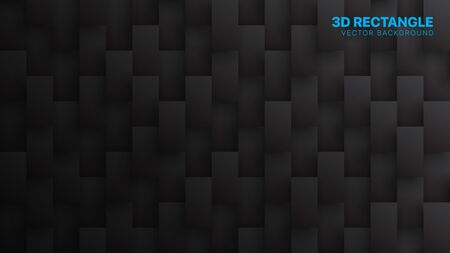 3D Vector Rectangle Blocks Conceptual Tech Dark Gray Abstract Background. Science Technology Three Dimensional Tetragonal Structure Sci-Fi Darkness Wallpaper. Clear Blank Subtle Textured Backdropのイラスト素材