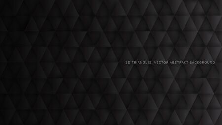 Conceptual 3D Vector Triangles Pattern Technological Black Abstract Background. Science Technology...