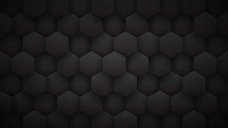 3D Technological Hexagon Pattern Dark Mode Minimalist Abstractの写真素材