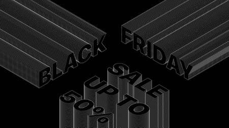 Black Friday Sale 3D Typography Vector Trendy Design Banner Template. End Of Season Special Offer Vector Background. Sales, Promotion, Limited Offers And Deals Advertising Digital Illustrationのイラスト素材