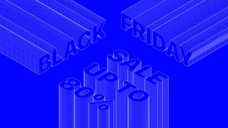 Black Friday Sale 3D Dinamic Typography Vector Trendy Design Banner Template. End Of Season Special Offer Vector Background. Sales, Promotion, Limited Offers And Deals Advertising Digital Illustrationのイラスト素材
