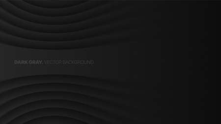Bent Smooth Lines 3D Vector Blurred Effect Dark Gray Futuristic Technology Abstract Background. Rendered Wall. Minimalistic Black Empty Space Abstract Wallpaperのイラスト素材