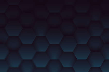 3D Art Rendered Hexagonal Pattern Navy Blue Abstract Technology Background. Volumetric Hexagon...