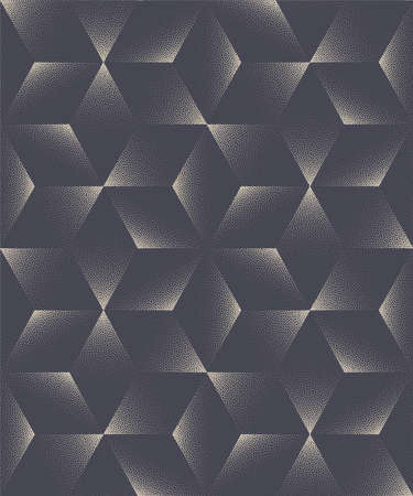 Geometric Facet Structure Seamless Pattern Vector Modern Art Abstract Background. Crystal Grid Grainy Subtle Texture Repetitive Gray Wallpaper. Simplicity Concept Tilt Cube Blocks Endless Abstractionのイラスト素材