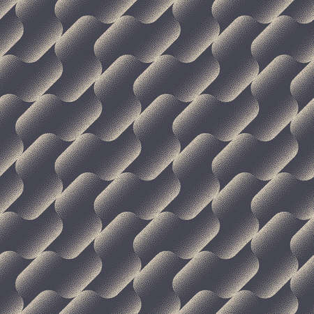 Old Fashioned 60s 70s Psychedelic Seamless Pattern Vector Abstract Background. Diagonal Ripple Wavy Complexity Structure Repetitive Beige Wallpaper. Retro Boho Carpet Incline Ornament Art Illustrationの写真素材