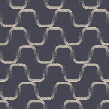 Intricate Complexity Curved Structure Seamless Pattern Vector Abstract Background. Intricacy Geometric Grid Vintage Lattice Ornament Subtle Grainy Texture. Halftone Art Old Fashioned Illustrationのイラスト素材