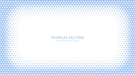 Triangles Halftone Geometric Pattern Vector Rounded Frame White Blue Abstract Background. Faded Chequered Triangle Particles Subtle Texture. Half Tone Art Graphic Minimalist Pure Light Wide Wallpaperのイラスト素材