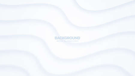 3D Vector Modern Material Design Morphism Light Curved Bent Lines Abstract Blurred White Background. Warped Layered Ripple Structure Geometric Wallpaper. Render Abstraction Tilted Strips Pale Backdropのイラスト素材