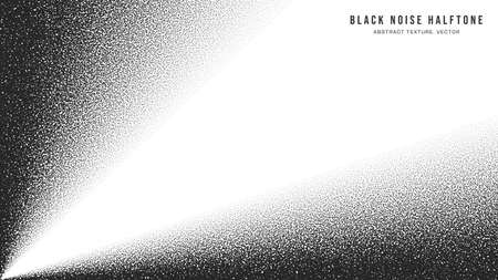 Black Noise Stipple Dots Halftone Gradient Vector Rays Border Isolated On White Back. Hand Drawn Dotted Abstract Grungy Grainy Texture. Pointillism Art Abstraction Dotwork Graphic Grunge Illustrationのイラスト素材