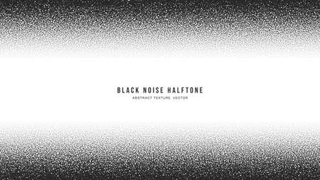 Black Noise Stipple Dots Halftone Gradient Vector Horizontal Border Isolated On White. Hand Drawn Dotwork Abstract Grungy Grainy Texture. Pointillism Art Abstraction Dotted Graphic Grunge Illustrationのイラスト素材