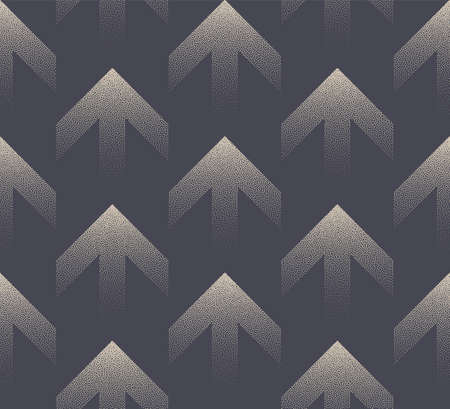 Up Arrows Stipple Seamless Pattern Vector Business Abstract Background. Growth Progress Conceptual Halftone Art Geometric Illustration. Dot Work Grainy Texture Repetitive Pale Grey Wallpaperのイラスト素材