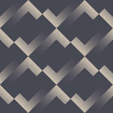 Exclusive Stipple Split Rhombus Seamless Pattern Vector Abstract Background. Shifted Squares Tilted Structure Fashionable Textile Design Repetitive Grey Wallpaper. Halftone Art Geometric Illustrationのイラスト素材