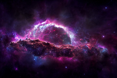 Creation of Dark Matter in Distant Cosmic World 3D Concept Art Abstract Background. Inexplicable...
