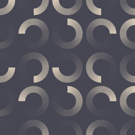 50s 60s 70s Retro Style Graphic Circles Seamless Pattern Vector Abstraction. Repetitive Old Fashioned Background. Print For Wrapping Paper. Continuous Half Tone Graphic Illustration Abstract Wallpaperのイラスト素材