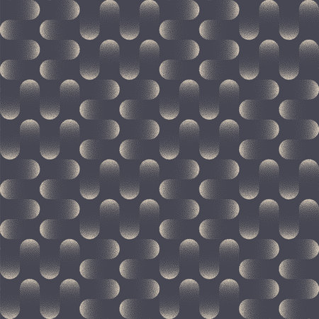 Dynamic Graphic Mod Seamless Pattern Vector Dot Work Stylish Abstract Background. Sophisticated Intertwined Structure Abstraction Textile Design. Repetitive Subtle Texture. Half Tone Art Illustrationのイラスト素材