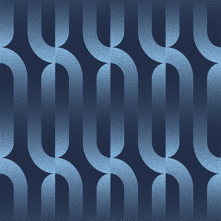 50s 60s 70s Retro Styled Vector Seamless Pattern Trend Blue Abstract Background. Half Tone Art...