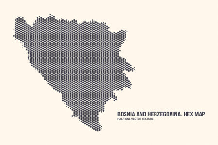 Bosnia and Herzegovina Map Vector Hexagonal Halftone Pattern Isolate On Light Background. Modern Technological Contour Map of Bosnia and Herzegovina for Design or Business Projectsのイラスト素材