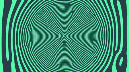 Mesmerize Spiral Psychedelic Art Vector Hypnotic Pattern Turquoise Abstract Background. Vortex Radial Structure Acid Trip Hallucination Effect Green Abstraction. Optic Illusion Crazy Illustrationのイラスト素材