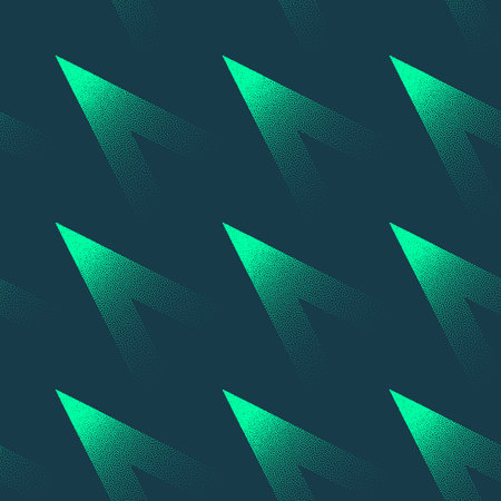 Mod Minimalistic Seamless Pattern Trend Vector Turquoise Abstract Background. Tilted Triangles Half Tone Art Illustration for Textile Print. Repetitive Graphic Geometric Abstraction. Dynamic Wallpaperのイラスト素材