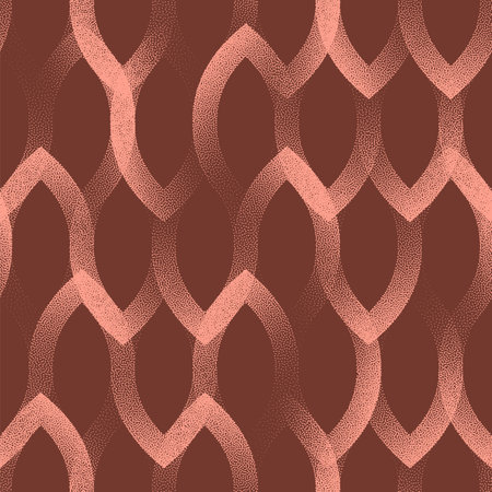 Bohemian Gypsy Style Seamless Pattern Trend Vector Brown Abstract Background. Half Tone Art Illustration for Chic Fashionable Textile Print. Repetitive Graphical Abstraction Wallpaper Dot Work Textureのイラスト素材