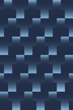 Faded T Form Blocks Seamless Pattern Trend Vector Blue Abstract Background. Geometric Half Tone Art...