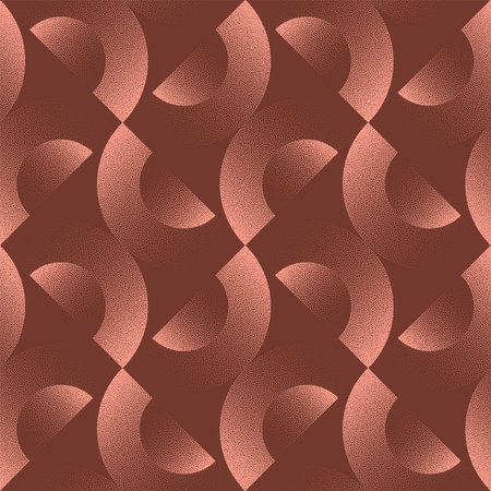 50s 60s 70s Retro Styled Seamless Pattern Trend Vector Brown Abstract Background. Semi Circles Half Tone Art Illustration for Fashionable Textile Print. Repetitive Graphic Abstraction Funky Wallpaperのイラスト素材