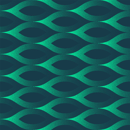 Exotic Scale Seamless Pattern Trend Vector Bright Turquoise Abstract Background. Hypnotic Halftone Art Illustration for Fashionable Textile Print. Endless Graphic Abstraction Wallpaper Dotwork Textureのイラスト素材