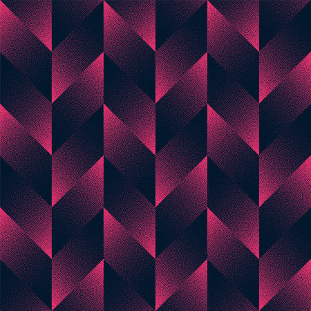 Chevron Dynamic Seamless Pattern Trend Vector Black Purple Abstract Background. Zigzag Half Tone Art Illustration for Fashionable Textile Print. Repetitive Graphic Abstraction Geometric Wallpaperのイラスト素材